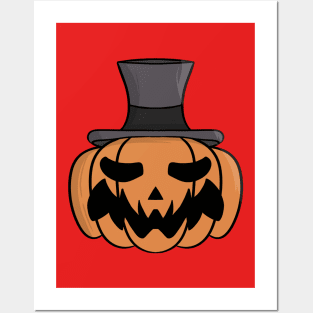 Halloween pumpkin wearing a top hat Posters and Art